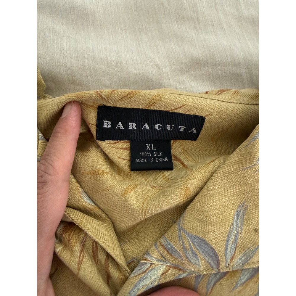 Baracuta Mens XL 100% Silk Hawaiian Shirt Tropical Aloha Camp Resort Flora - Picture 4 of 6